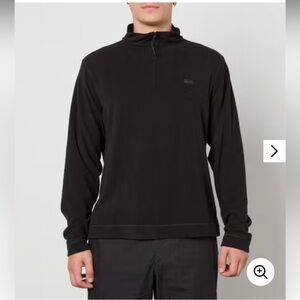 Rains Men's Black Zip-Up Sweater mens Addis Fleece Jumper size medium